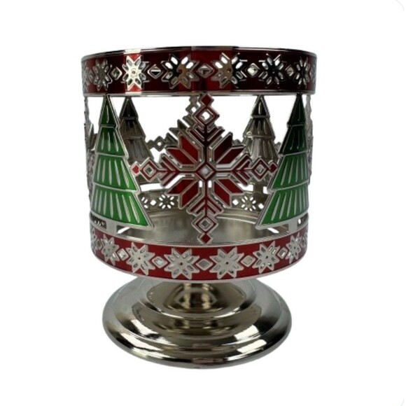 Bath & Body Works Christmas Pedestal Candle Holder Snowflake Tree Holiday - Picture 1 of 8